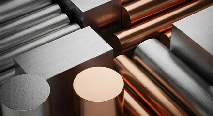 Copper and aluminum bars and billets stacked together